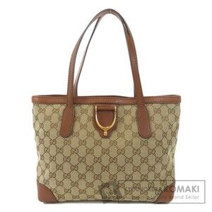 Gucci beige ebony GG canvas stirrup tote bag Brown